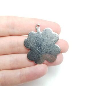 Vintage 4 Leaf Clover Shape Pendant Charm, Silver Tone Shamrock, Estate